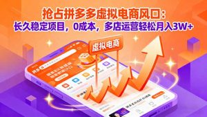 抢占拼多多虚拟电商风口：长久稳定项目，0成本，多店运营轻松月入3W+-沧海聊项目