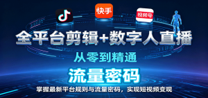 全平台剪辑+数字人直播，从零到精通，掌握最新平台规则与流量密码，实现短视频变现-沧海聊项目