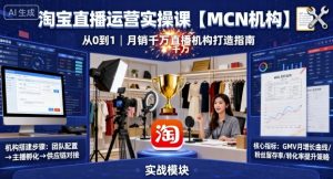 淘宝直播运营实操课【MCN机构】，从0到1做一家月销千W的直播机构-沧海聊项目