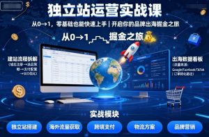 独立站运营实战课，从0到1，零基础也能快速上手，开启你的品牌出海掘金之旅-沧海聊项目