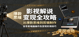 影视解说变现全攻略:从爆款思维到剪辑制作,含手机电脑操作及变现实用技巧-沧海聊项目