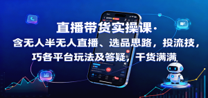 直播带货实操课：含无人半无人直播、选品思路，投流技巧，各平台玩法及答疑，干货满满-沧海聊项目