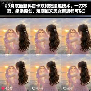 9月底最新抖音卡双特效搬运技术，一刀不剪，条条原创，短剧推文美女带货都可以-沧海聊项目