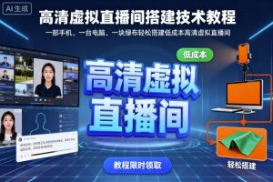 高清虚拟直播间搭建技术教程，一部手机、一台电脑、一块绿布轻松搭建低成本高清虚拟直播间-沧海聊项目
