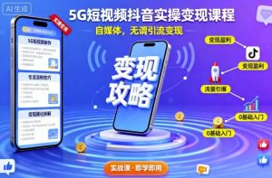 5G短视频抖音实操变现课程,自媒体,无谓引流变现-沧海聊项目