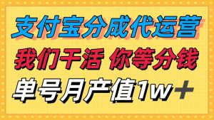 十月最强捡钱项目，支付宝分成代运营，我们干活，你等着分钱！单号月产…-沧海聊项目
