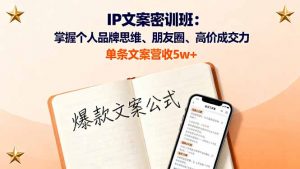 IP文案密训班：掌握个人品牌思维、朋友圈、高价成交力，单条文案营收5w+-沧海聊项目