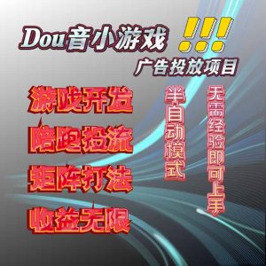 抖音小游戏广告推广项目，2025最新实测落地，单日收益300+-沧海聊项目