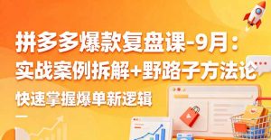 拼多多爆款复盘课-9月：实战案例拆解+野路子方法论，快速掌握爆单新逻辑-沧海聊项目