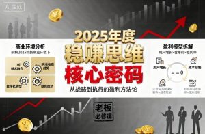 2025年度稳賺思维老板创业营,拆解2025年新商业环境下,企业实现持续盈利的核心密码-沧海聊项目