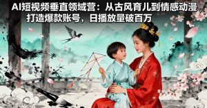 AI短视频垂直领域营:从古风育儿到情感动漫,打造爆款账号,日播放量破百万-沧海聊项目