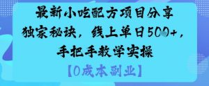 最新小吃配方项目分享独家秘诀,线上单日5张,手把手教学实操-沧海聊项目