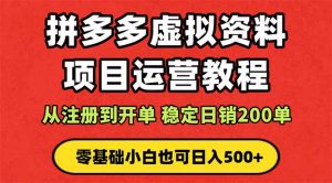 拼多多开店运营课程: 蓝海变现玩法,轻松实现睡后收入 零基础小白也可…-沧海聊项目