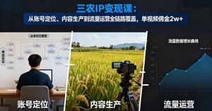 三农IP变现课：从账号定位、内容生产到流量运营全链路覆盖，单视频佣金2w+-沧海聊项目