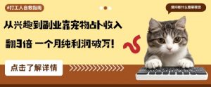 从兴趣到副业靠宠物占卜收入翻3倍一个月纯利润破W-沧海聊项目
