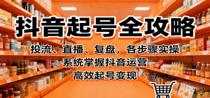 抖音起号全攻略,投流、直播、复盘,各步骤实操,系统掌握抖音运营,高效起号变现-沧海聊项目