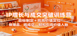 IP增长与成交突破训练营：目标制定+找高价值定位，做爆品、搞成交，轻松引高价值人脉-沧海聊项目