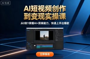 AI短视频创作到变现实操课,从0到1掌握AI+剪辑能力,快速上手出爆款(更新10月)-沧海聊项目
