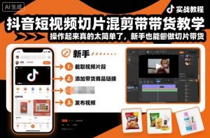 抖音短视频切片混剪带货教学，操作起来真的太简单了，新手也能做切片带货-沧海聊项目