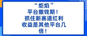 “炬焰”:平台撒钱期!抓住新赛道红利,5分钟二创内容,收益是其他平台几倍!-沧海聊项目