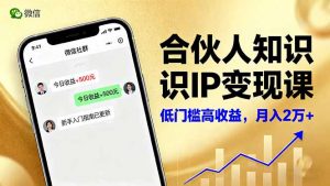 合伙人知识IP变现课,微信生态,内容创作与爆款打造,全网引流,新手月入2w+-沧海聊项目