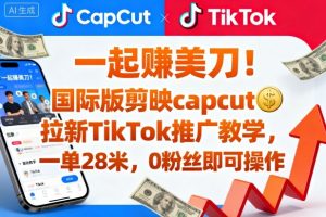 一起賺美刀！国际版剪映capcut拉新TikTok推广教学，一单28米，0粉丝即可操作(附推广入口和教学)-沧海聊项目