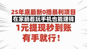 25年底最新0撸暴利项目,在家躺着玩手机也能赚钱,1元提现秒到账,有手…-沧海聊项目