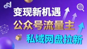 公众号流量主+私域网盘拉新，多方式变现，简单易上手，当天就有收益-沧海聊项目