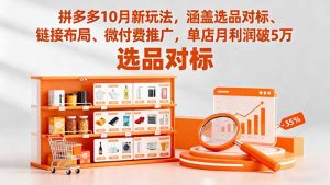 拼多多10月新玩法，涵盖选品对标、链接布局、微付费推广，单店月利润破5万-沧海聊项目