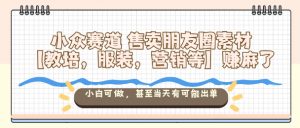 小众赛道售卖朋友圈素材【教培，服装，营销等】賺麻了，小白可做，甚至当天有可能出单-沧海聊项目