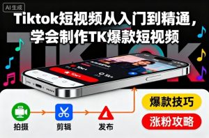 Tiktok短视频从入门到精通,学会制作TK爆款短视频-沧海聊项目