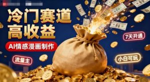 公众号冷门赛道，用AI做情感漫画，7天开通流量主，操作简单，小白可玩-沧海聊项目