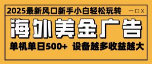 2025最新风口 海外美金广告 单机单日500+ 可无限放大 设备越多收益越大 轻松上手-沧海聊项目