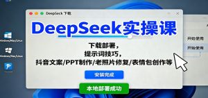 DeepSeek实操课:下载部署,提示词技巧,抖音文案/PPT制作/老照片修复/表情包创作等-沧海聊项目