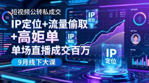 短视频公转私成交9月线下大课，IP定位+流量偷取+高客单，单场直播成交百万-沧海聊项目
