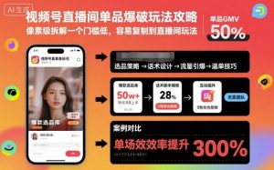 视频号直播间单品爆破玩法攻略，像素级拆解一个门槛低，容易复制到直播间玩法-沧海聊项目