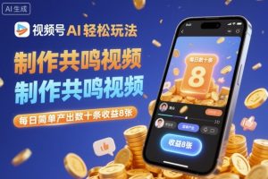 视频号AI轻松玩法，制作共鸣视频，每日简单产出数十条收益8张-沧海聊项目