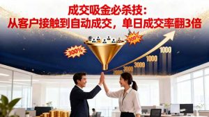 吸金成交营销必杀技:从客户接触到自动成交,单日成交率翻3倍-沧海聊项目