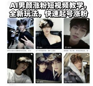 AI男颜涨粉短视频教学，全新玩法，快速起号涨粉-沧海聊项目