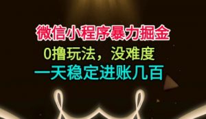 微信小程序暴力掘金，0撸玩法，没难度，一天稳定进账几张【揭秘】-沧海聊项目