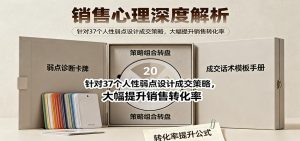 销售心理深度解析：针对37个人性弱点设计成交策略，大幅提升销售转化率！-沧海聊项目