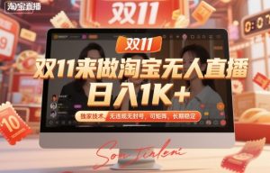 双11来做淘宝无人直播，日入1K+，独家技术，无违规无封号，可矩阵，长期稳定【揭秘】-沧海聊项目