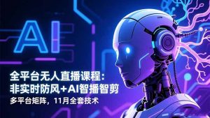 全平台无人直播课程：非实时防风＋AI智播智剪＋多平台矩阵，11月全套技术-沧海聊项目