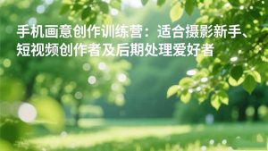 手机摄影之画意创作训练营:适合摄影新手、短视频创作者及后期处理爱好者-沧海聊项目