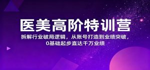 医美高阶特训营，拆解行业破局逻辑，从账号打造到业绩突破，0基础起步直达千万业绩-沧海聊项目