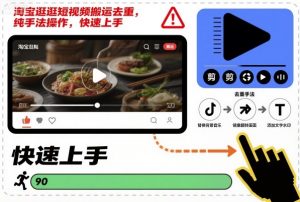 淘宝逛逛短视频搬运去重，纯手法操作，快速上手-沧海聊项目