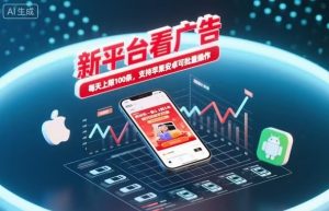 新台看广告,养好机一条5毛到5块,单机日入30到100,支持苹果安卓,可批量操作。-沧海聊项目