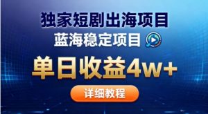 全网独家短剧出海掘金,蓝海红利,单日最高收益5w+,别卷国内了【揭秘】-沧海聊项目