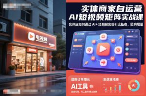 实体商家自运营AI短视频矩阵实战课,实体店如何通过AI+短视频实现引流拓客、团购增量-沧海聊项目