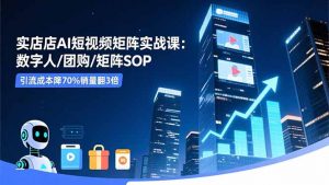 实体店AI短视频矩阵实战课:数字人/团购/矩阵SOP,引流成本降70%销量翻3倍-沧海聊项目